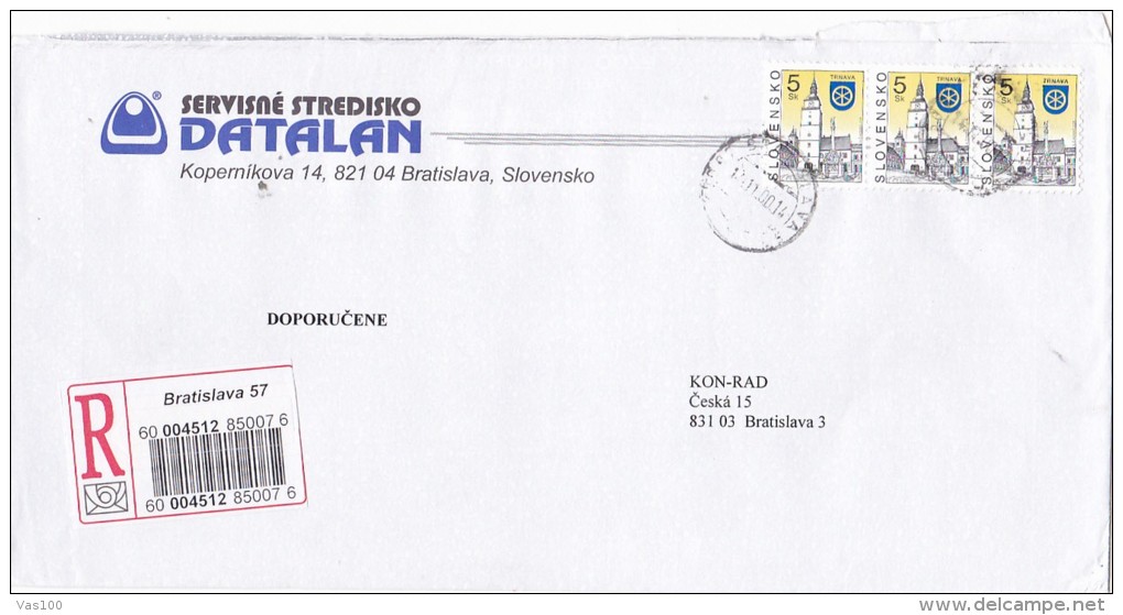 SERVISNE STREDISKO DATALAN, BRATISLAVA, STAMPS ON COVER, 2014 - Lettres & Documents