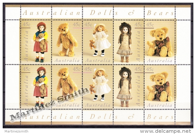 Australie - Australia 1997 Yvert 1583-87, Dolls & Bears - Sheetlet - MNH - Hojas, Bloques & Múltiples