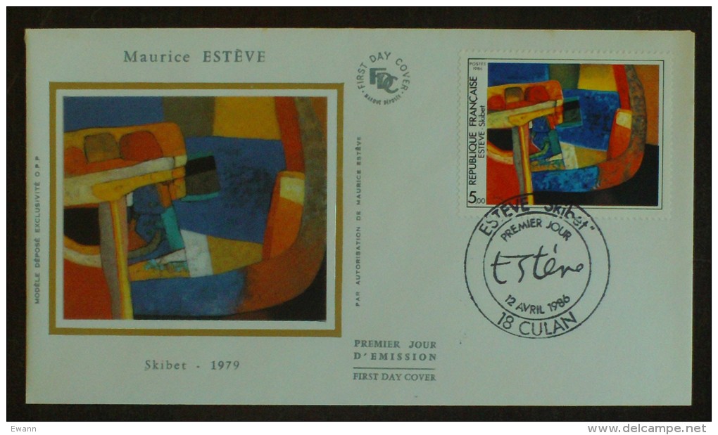 FDC 1986 - YT N°2413 - Maurice ESTEVE - CULAN - 1980-1989