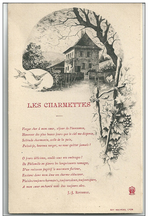 Cpa Les Charmettes - Maison De J.J. Rousseau Et De Mme De Warens. (Poème). - Other & Unclassified