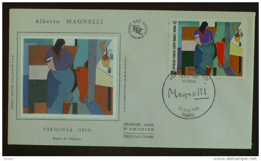 FDC 1986 - YT N°2414 - Alberto MAGNELLI - PARIS - 1980-1989