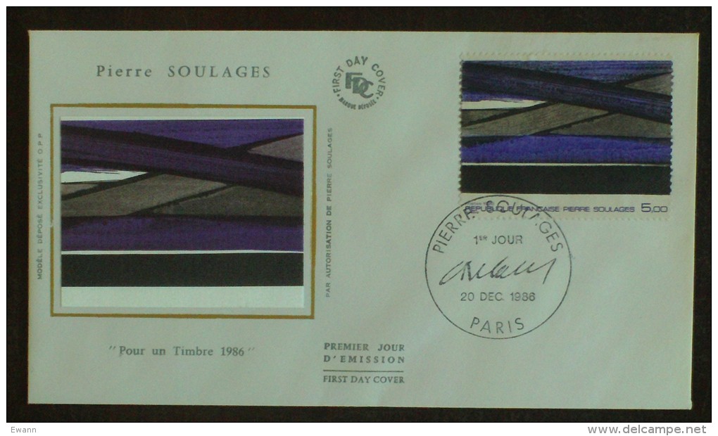 FDC 1986 - YT N°2448 - Pierre SOULAGES - PARIS - 1980-1989