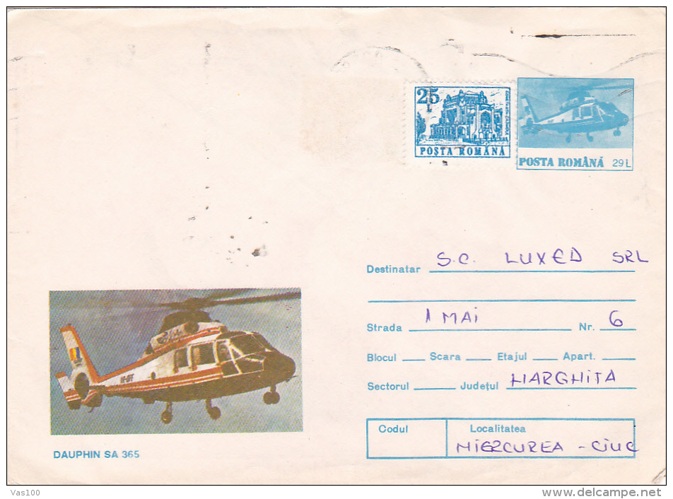 HELICOPTER, POSTAL STATIONERY, 2000, ROMANIA - Storia Postale