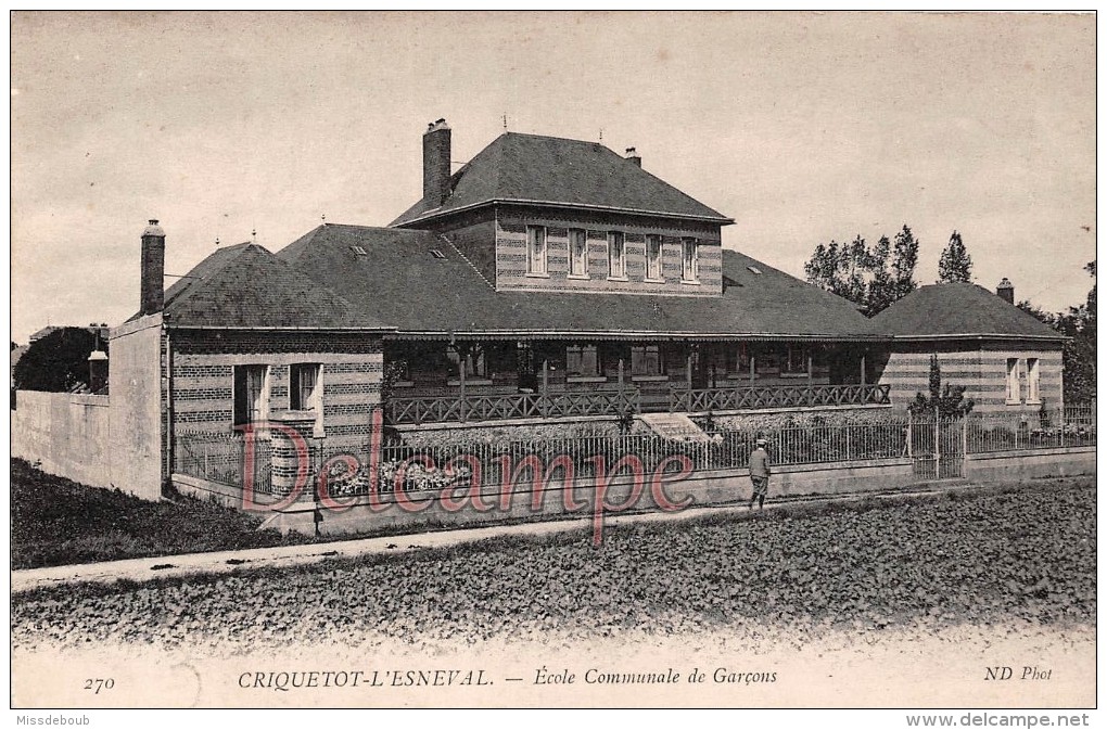 76 - CRIQUETOT L´ESNEVAL - Ecole Communale Des Garçons - Dos Vierge  - 2 Scans - Criquetot L'Esneval