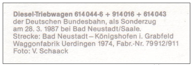 Diesel - Triebwagen 614044-6 + 914016 + 614043 Der Deutschen Bundesbahn , Als Sonderzug Bei Bad Neustadt / Saale - Eisenbahnen
