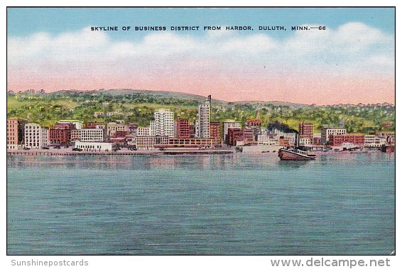 Skyline Of Business District From Harbor Duluth Minnesota - Duluth