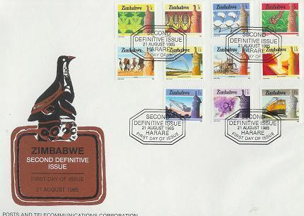 ZIMBABWE 1985 FDC Definitives (2 Env) 309-330 F702A+B - Zimbabwe (1980-...)