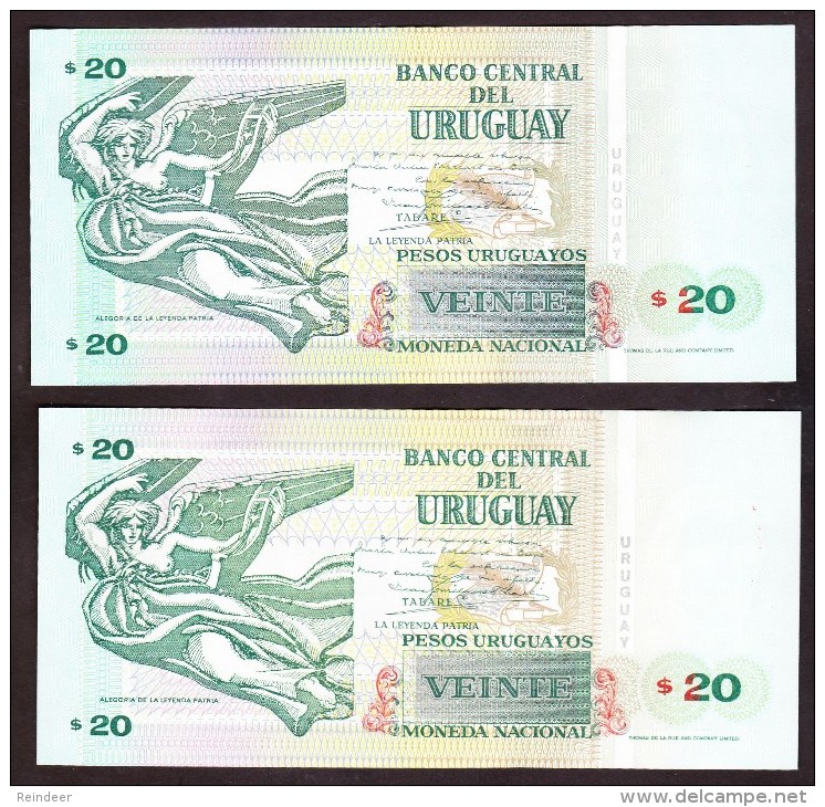 ® URUGUAY - 20 Pesos SERIES A Y B (1994-1997) UNC ***escasos*** - Uruguay