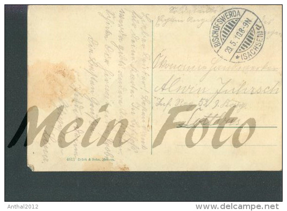 Litho Bischofswerda Altmarkt Modewaren Zimmermann 29.5.1910 Nach Cottbus - Bischofswerda