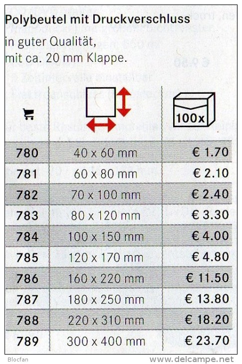 Größere Hülle Mit Verschluß 100xPolybeutel Neu 2€ Schutz/Einsortieren #781 Lindner 60x80mm For Stamps Too Coins Of World - Matériel