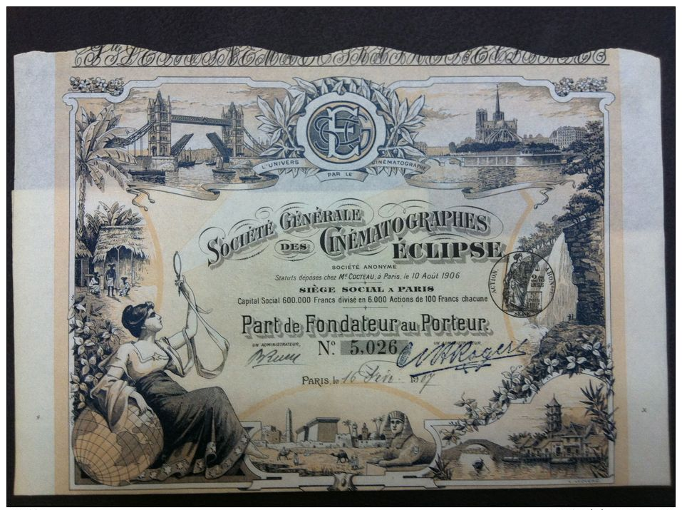 1  Sté   GENERALE DES CINEMATOGRAPHES   ECLIPSE 1907 Super Décoré - Autres & Non Classés