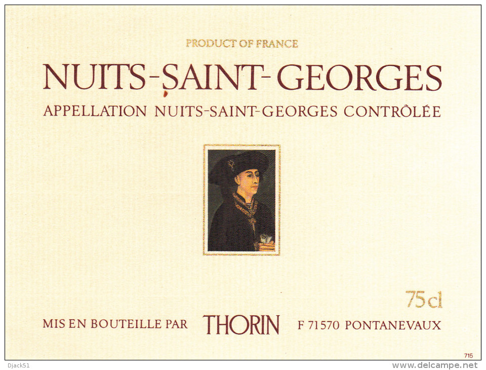 Etiquette Vin - BOURGOGNE / NUITS-SAINT-GEORGES - THORIN - 71 - PONTANEVAUX - Bourgogne