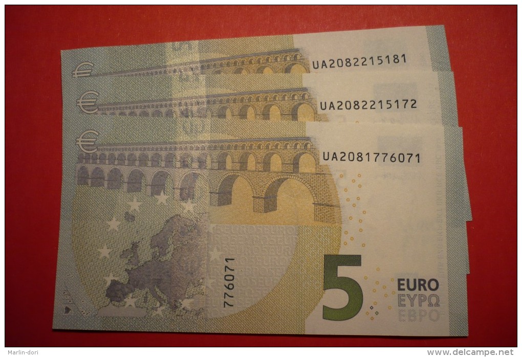 5 EURO 2013 Draghi U004 UA C1 France U004C1 UA2081776071, UA2082215172, ...181 Unc Charge 8 - 5 Euro