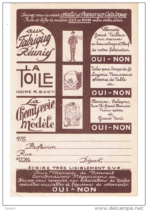 ELBOEUF  -  Carte Commerciale Pour Visite  - Manufactures De Chemiserie, Toile…. - Cartes De Visite