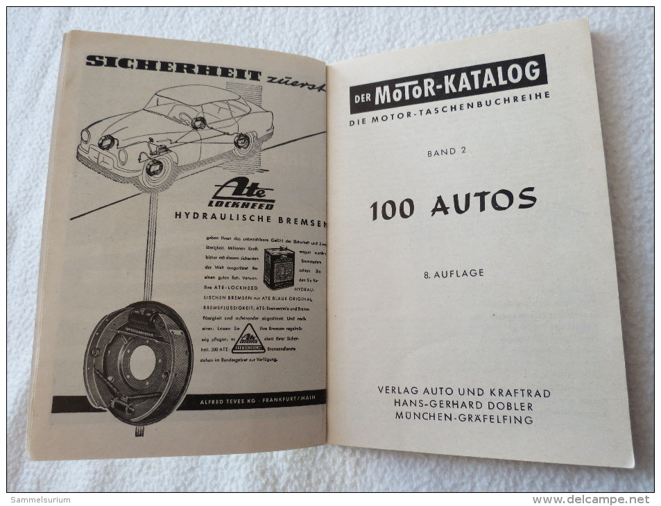 "Der Motor-Katalog 1958" Band 2 Mit 100 Autos - Kataloge