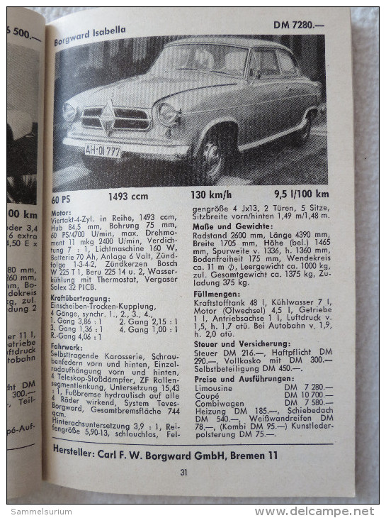 "Der Motor-Katalog 1958" Band 2 Mit 100 Autos - Kataloge