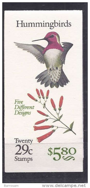 UnitedStates1992: Michel2246E-K(2panes)mnh* * In Booklet - Hummingbirds