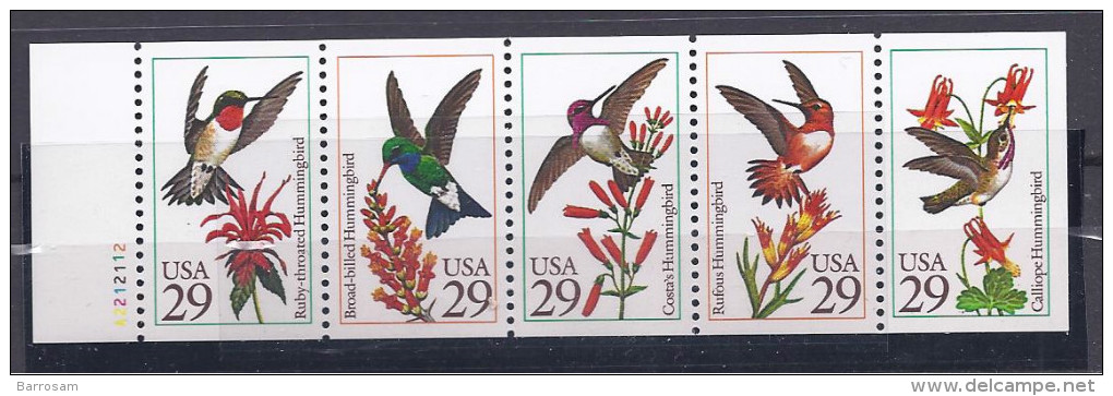 UnitedStates1992: Michel2246E-K(2panes)mnh* * In Booklet - Hummingbirds