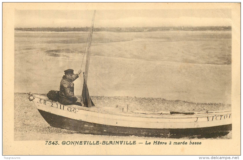 50 GONNEVILLE BLAINVILLE LE HAVRE A MAREE BASSE - BATEAU J. VICTOR CR 2311 - Autres & Non Classés