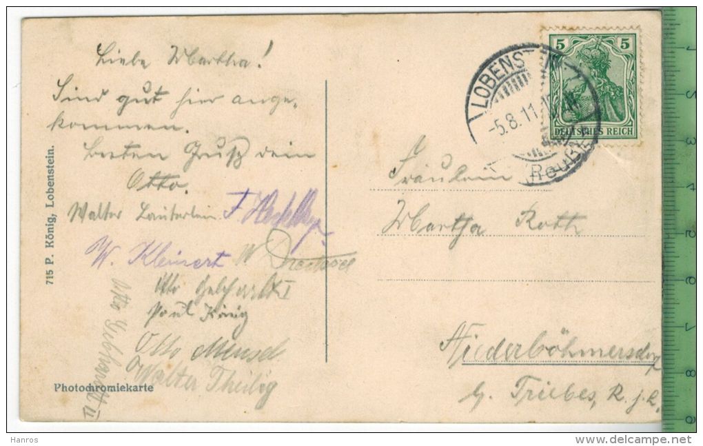 Lobenstein Blick Vom Kirchberg- 1911, -Verlag:  P. König, Lobenstein, POSTKARTE Mit Frankatur, Mit Stempel LOBENSTEIN - Lobenstein