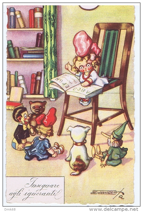 SGRILLI - ART DECO POSTCARD - TOYS - DOLLS - PINOCCHIO - TEDDY BEAR - N. 1829-2 - Autres & Non Classés