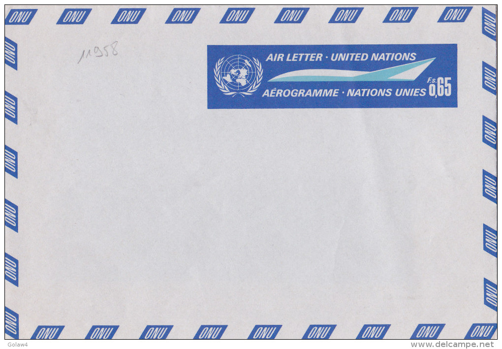 11958# AIR LETTER UNITED NATIONS - AEROGRAMME NATIONS UNIES ENTIER POSTAL NEUF STATIONARY - Poste Aérienne