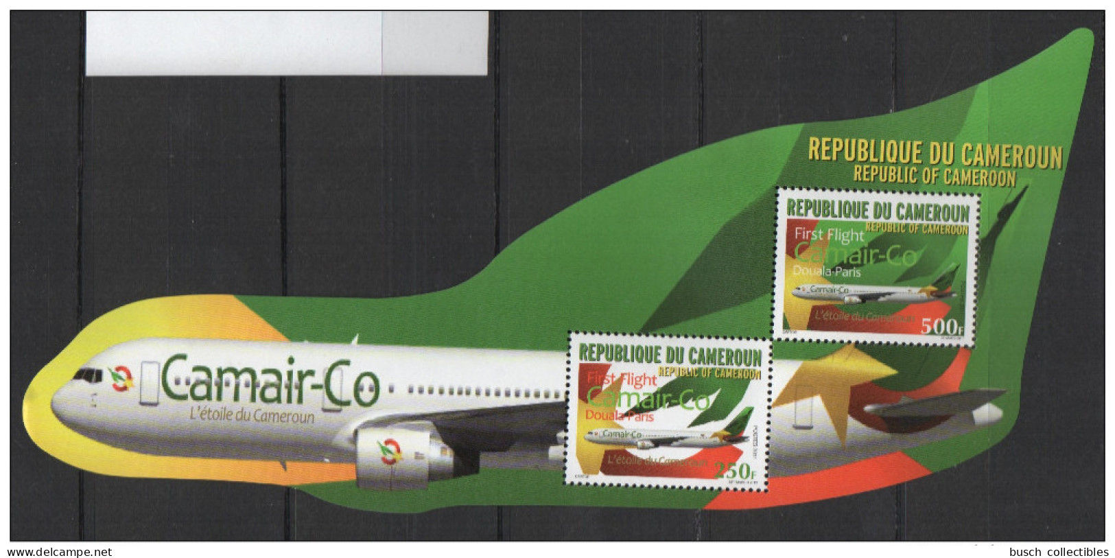 Cameroun Cameroon Kamerun 2011 Mi. 1266 - 1267 Bl. 38 First Flight Douala-Paris Camair-Co Avion Flugzeug Airplane S/S - Kamerun (1960-...)
