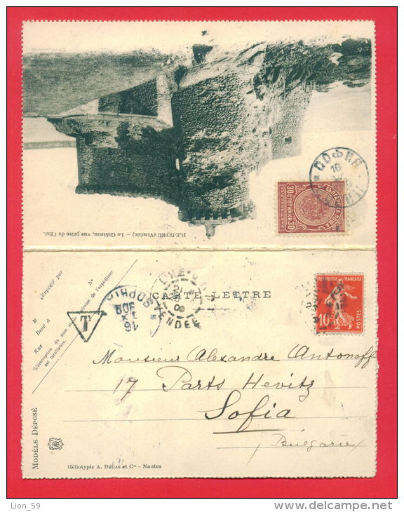 30K164 / VENDEE FRANCE - SOFIA 1909  - Postage Due , Portomarken , Taxe , Bulgaria Bulgarie Bulgarien Bulgarije - Portomarken