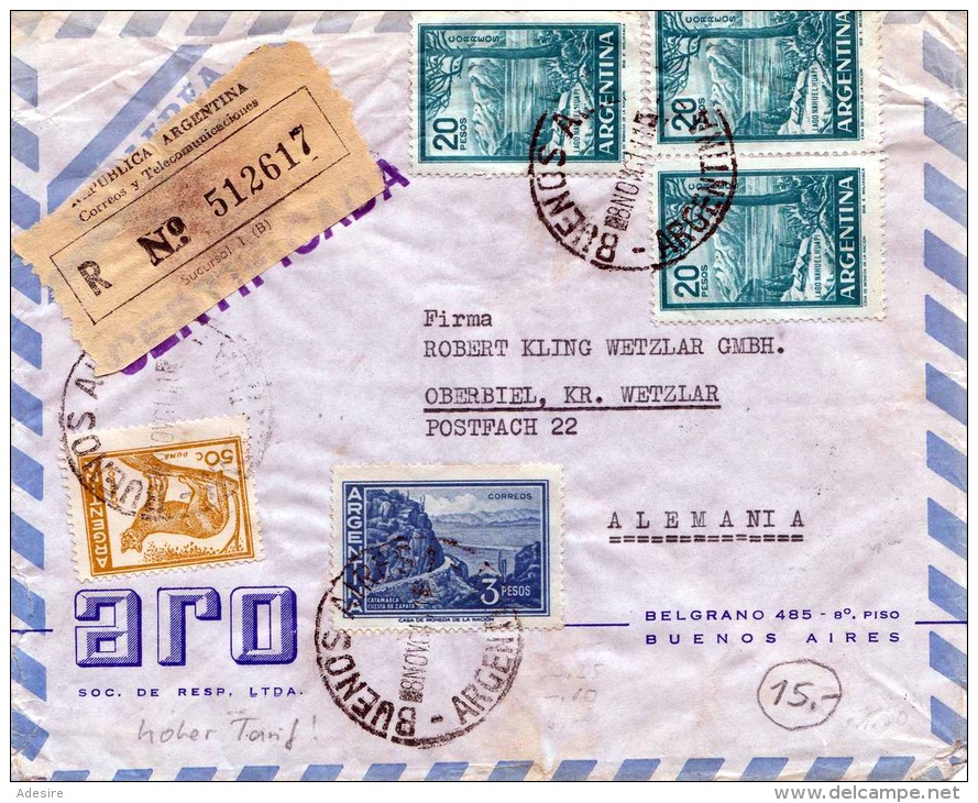 ARGENTINA - 5 Fach Frankierung Auf Alten Reco Brief  Gel.v.Buenes Aires N.Oberbiel Alemania - Briefe U. Dokumente