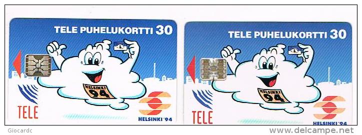 FINLANDIA (FINLAND) - TELE (CHIP) -  1993 HELSINKI ECH '94 (LOT OF 2 WHIT DIFFERENT CHIP) -  USED -  RIF. 8152 - Altri & Non Classificati