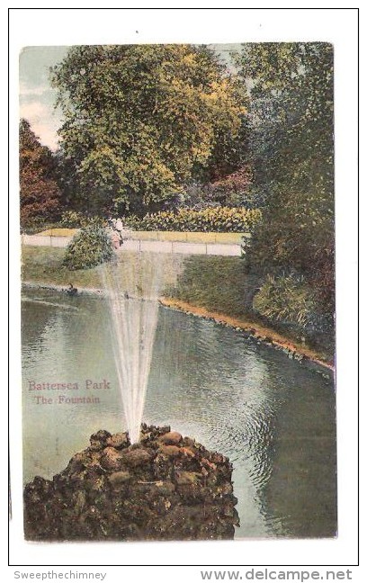 BATTERSEA PARK THE FOUNTAIN  USED 1905 SOUTH LONDON SUBURBS H A & CO  LONDON EC - London Suburbs