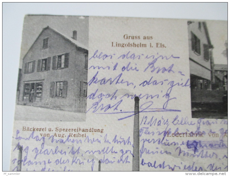 AK / Mehrbild 1916 Gruss Aus Lingolsheim I. Els. Bäckerrei U. Spezereihandlung Von Aug. Reibel / Lederfabrik. RAR - Alsace