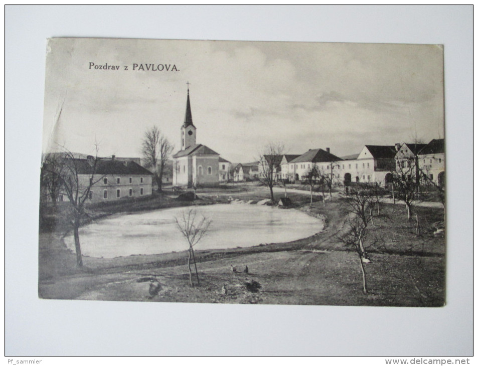 AK 1943 Pozdrav Z Pavlova (Böhmen Und Mähren) Dorfkirche Verlag Nakl. R. Slouka, Obch. Pavlov - Tschechische Republik
