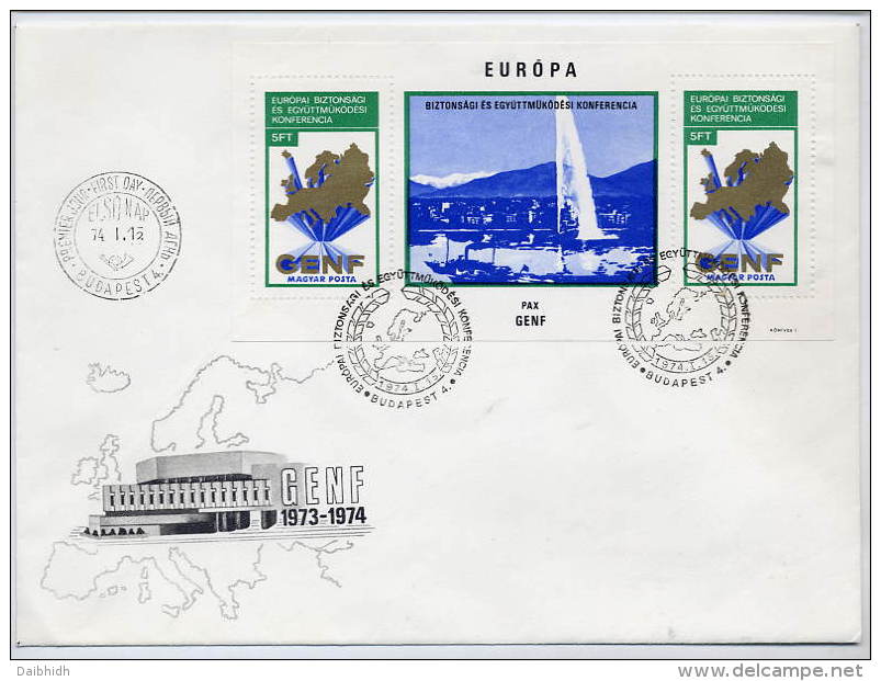 HUNGARY 1974 European Security Conference Block On FDC.  Michel Block 103A - FDC