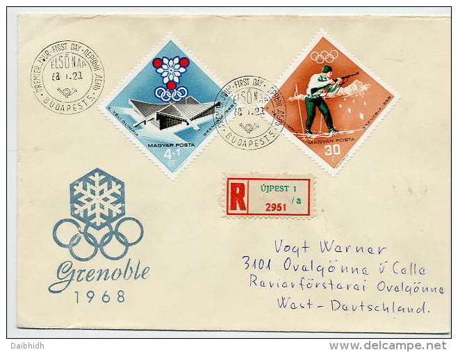 HUNGARY 1968 Winter Olympic Games Set On 3  FDCs.  Michel  2379-85 - FDC