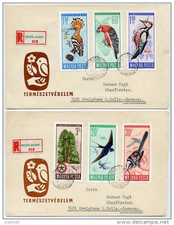 HUNGARY 1966 Protection Of Birds Set On 2  FDCs.  Michel  2231-36 - FDC