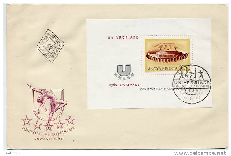 HUNGARY 1965 Universiade Games Block On FDC   Michel  Block 50 - FDC