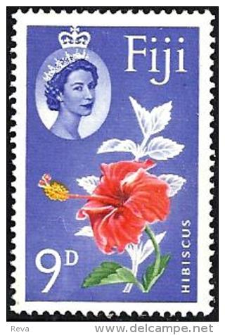 FIJI ISLANDS BRITISH 1ST ISSUE OF QEII HEAD BLUE FLOWER 9 P 1953 MINT SG? READ DESCRIPTION !! - Fiji (...-1970)