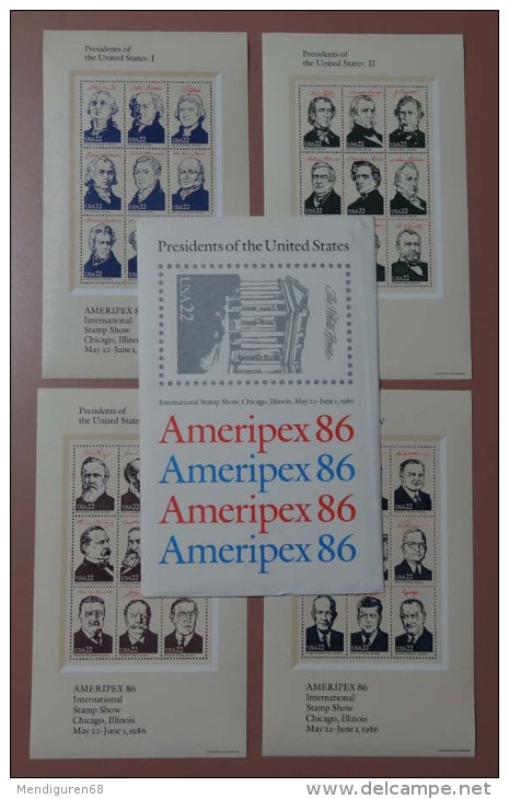 VERINIGTE STAATEN ETATS UNIS USA 1986 AMERIPEX SET OF 36v. MNH SC 2216 YV BLOKETT 16-17-18-19 MI B17-1799-807 SG 2216A - Hojas Completas