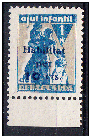 AJUT INFANTIL DE RERAGUARDA.HABILITADO   10 CMS SOBRE 1 PTS. RARO   NUEVO SIN CHARNELA  SES 809 - Spanish Civil War Labels