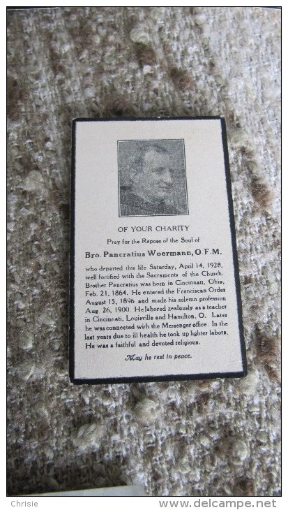 PANCRATIUS WOERMANN CINCINNATI OHIO USA LOUISVILLE HAMILTON D1515 - Religión & Esoterismo