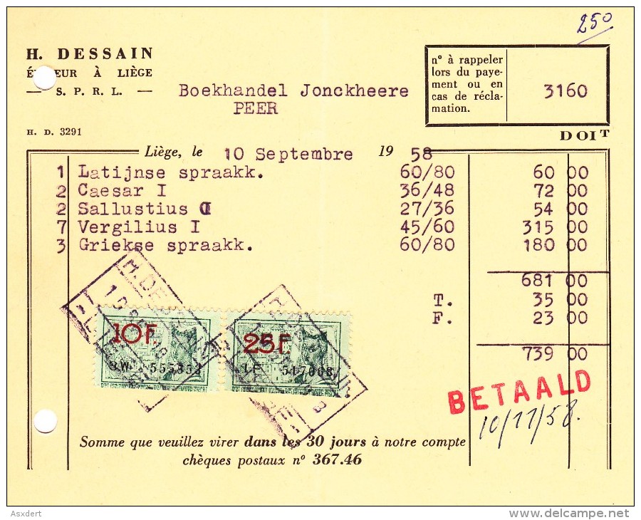 Liège - H. Dessain Editeur. 7. Rue Trappé - Printing & Stationeries