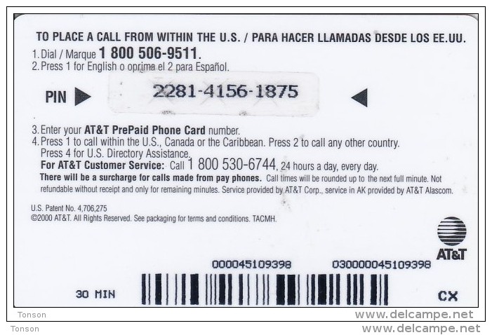 United States, ATT-0055, 30 Minutes, Globes 30 Red, 2 Scans. - AT&T