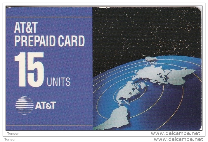 United States, ATT-177, 15 UnitsAT&T, 1993 PrePaid Card, Flat Map Of Continents, 2 Scans. - AT&T