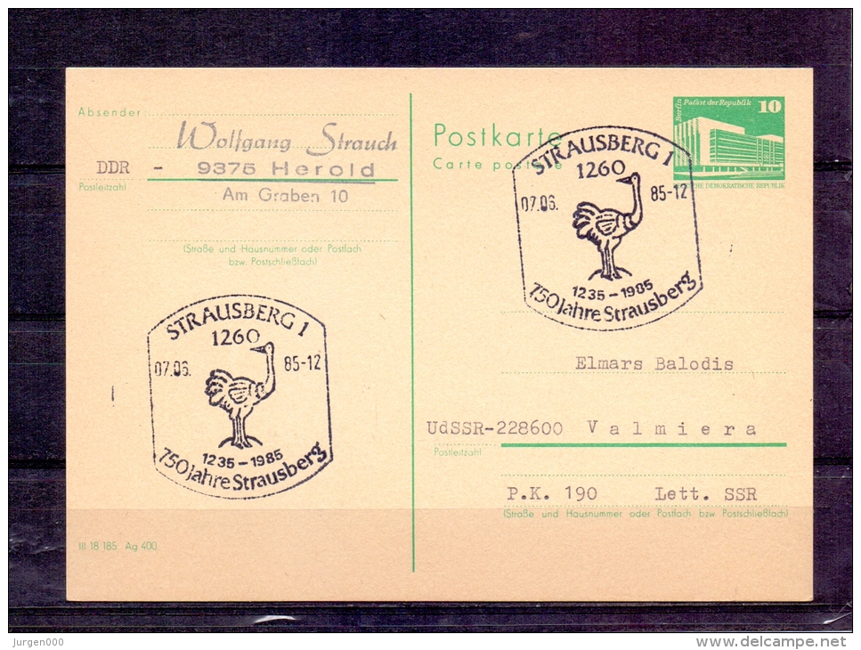 D.D.R. - 750 Jahre Strausberg - 7/6/1985 (RM4291) - Autruches