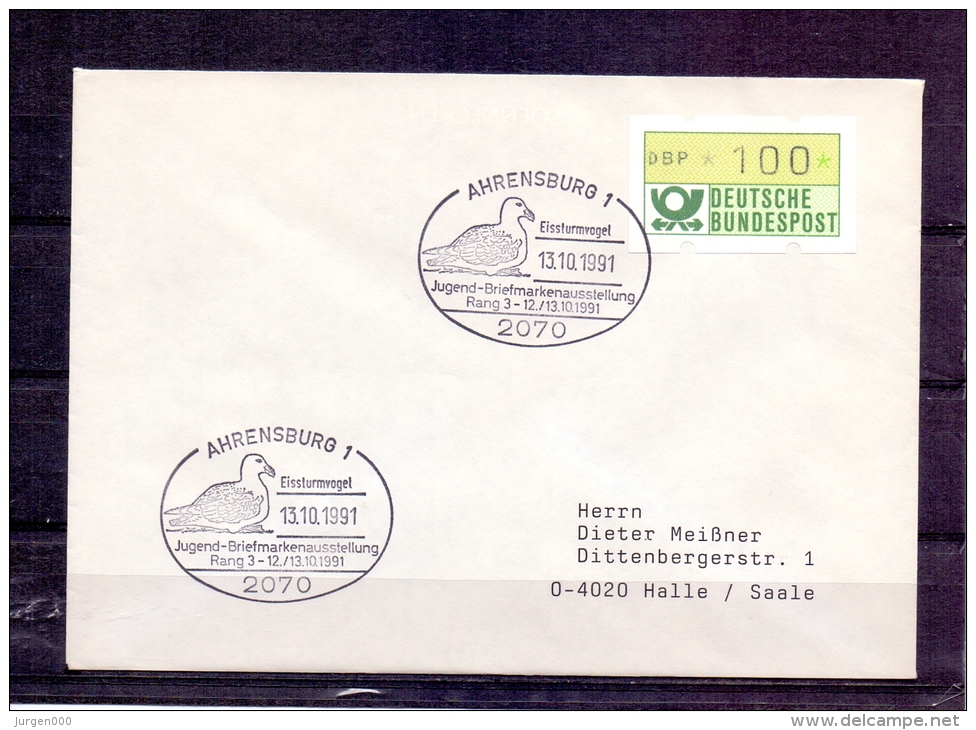 Deutsche Bundespost - Eissturmvogel - Jugend Briefmarkenausstellung - Ahrensburg 13/10/1991 (RM4314) - Albatrosse & Sturmvögel