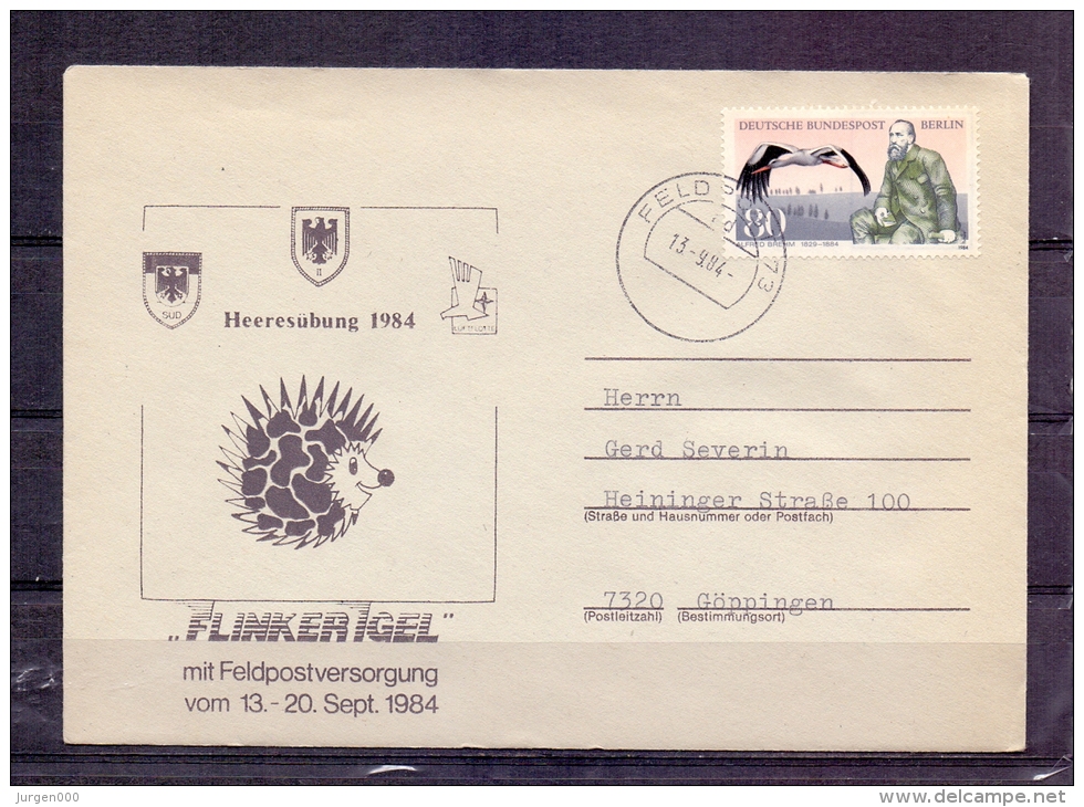 Deutsche Bundespost - Heeresübung 1984 - Feldpost 13/9/1984 (RM4318) - Picotenazas & Aves Zancudas