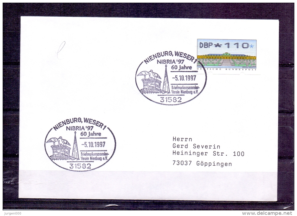 Deutsche Bundespost - 60 Jahre Nibria '97 - Nienburg Weser 1, 5/10/1997 (RM4319) - Cigognes & échassiers