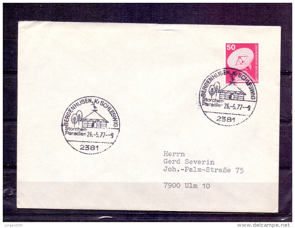 Deutsche Bundespost - Storchenparadies Bergenhusen 26/5/1977  (RM4325) - Picotenazas & Aves Zancudas