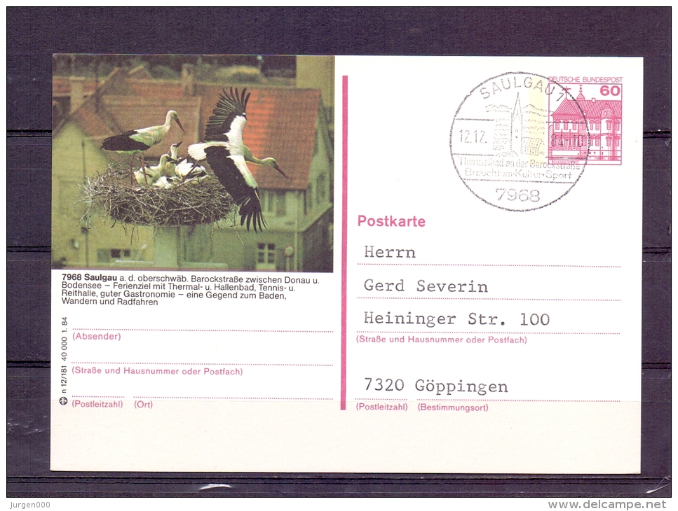 Deutsche Bundespost - Postkarte -  Saulgau 12/12/1984  (RM4329) - Ooievaars